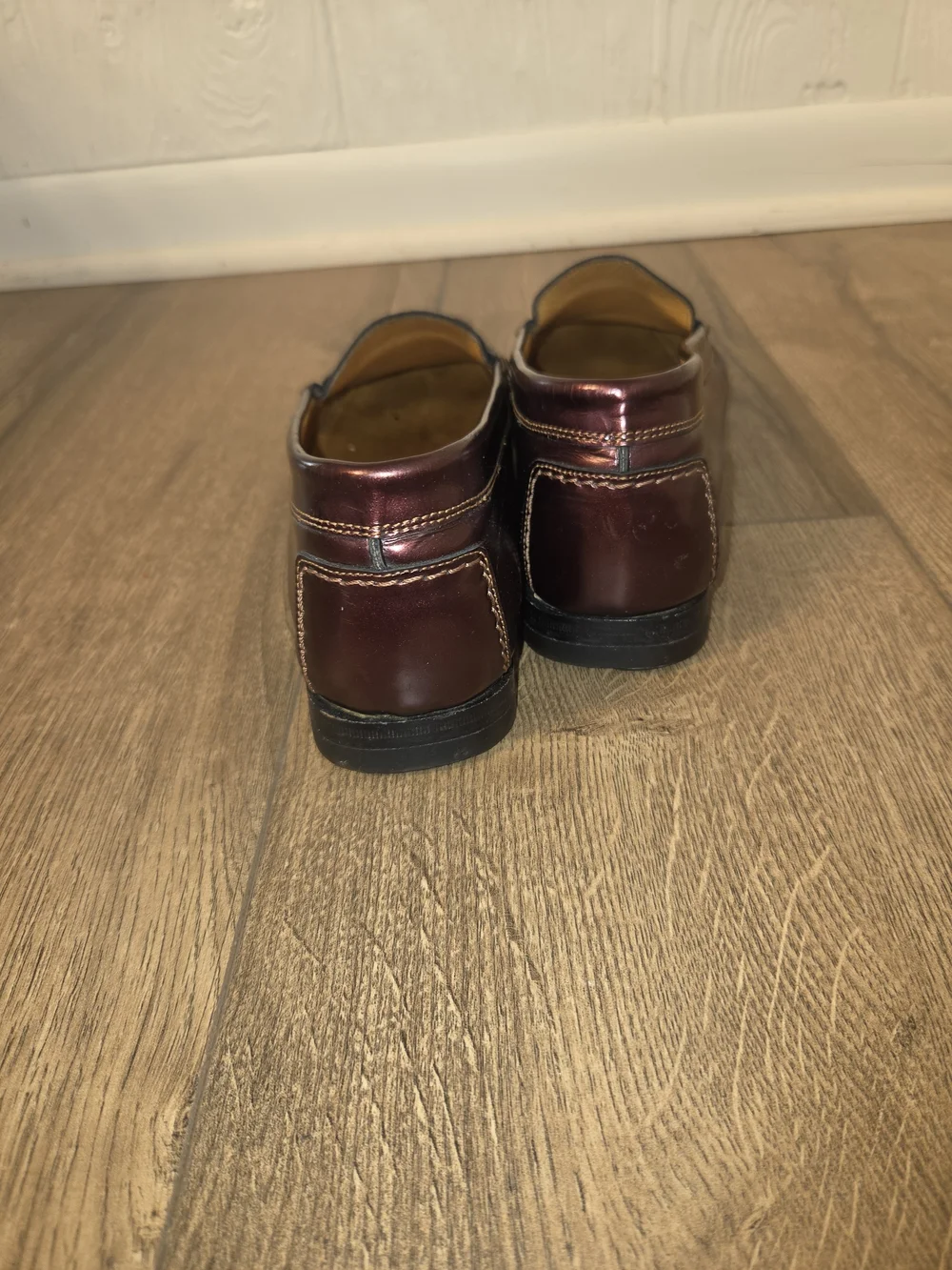 Santoni Men's Burgundy Leather Penny Loafers